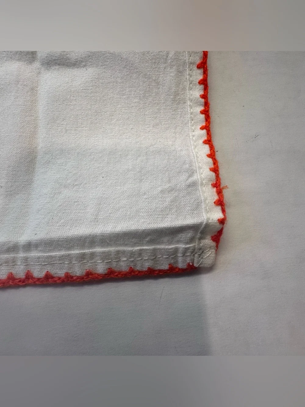 Vintage 4 Hand Embroidered Napkins Blue Flower Cross-Stitch 11